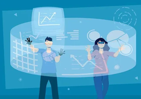 Couple using augmented reality technology.