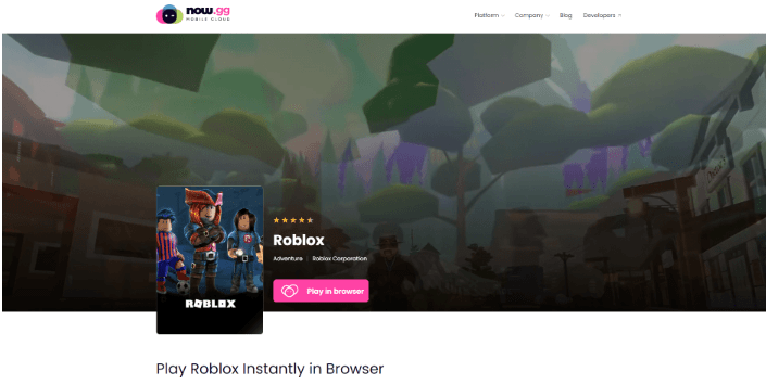 playing robolox in now.gg